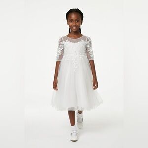 Charming White Floral Kids Dress
